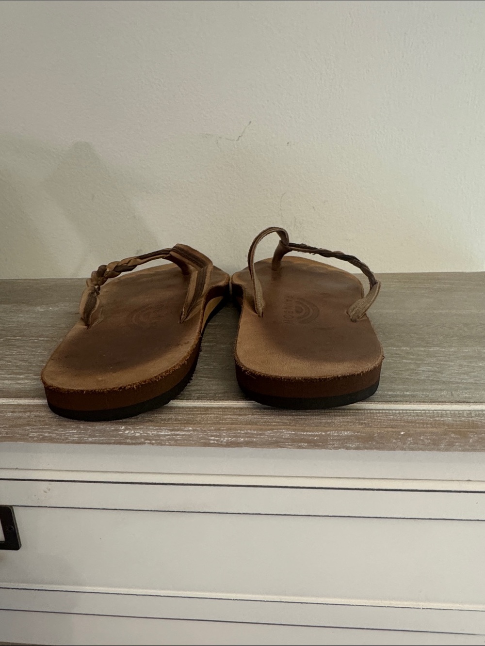 Rainbows Flirty Braidy two tone Leather Braided Toe-Post flip flops /Sandals - Picture 7 of 13